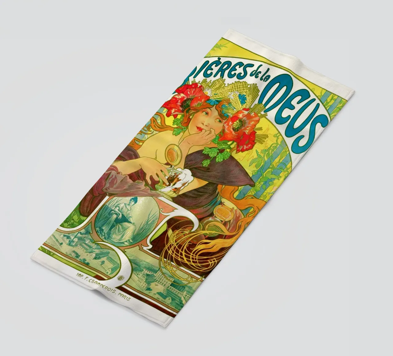 Bières de la Meuse di Alphonse Mucha telo mare da Venus Art