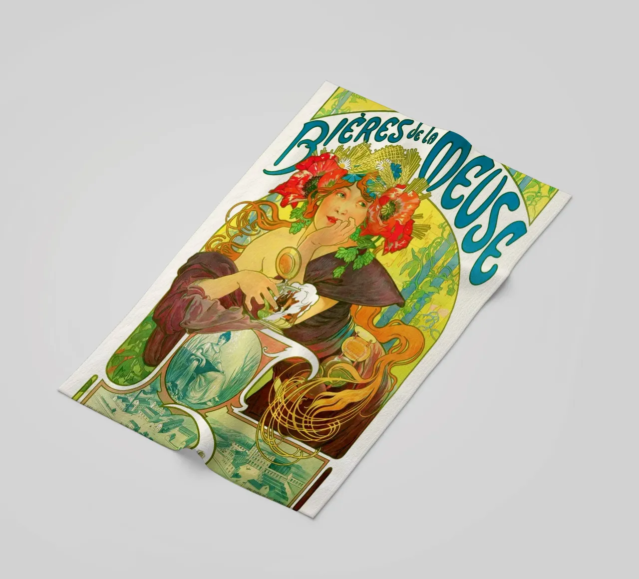 Bières de la Meuse di Alphonse Mucha telo mare da Venus Art