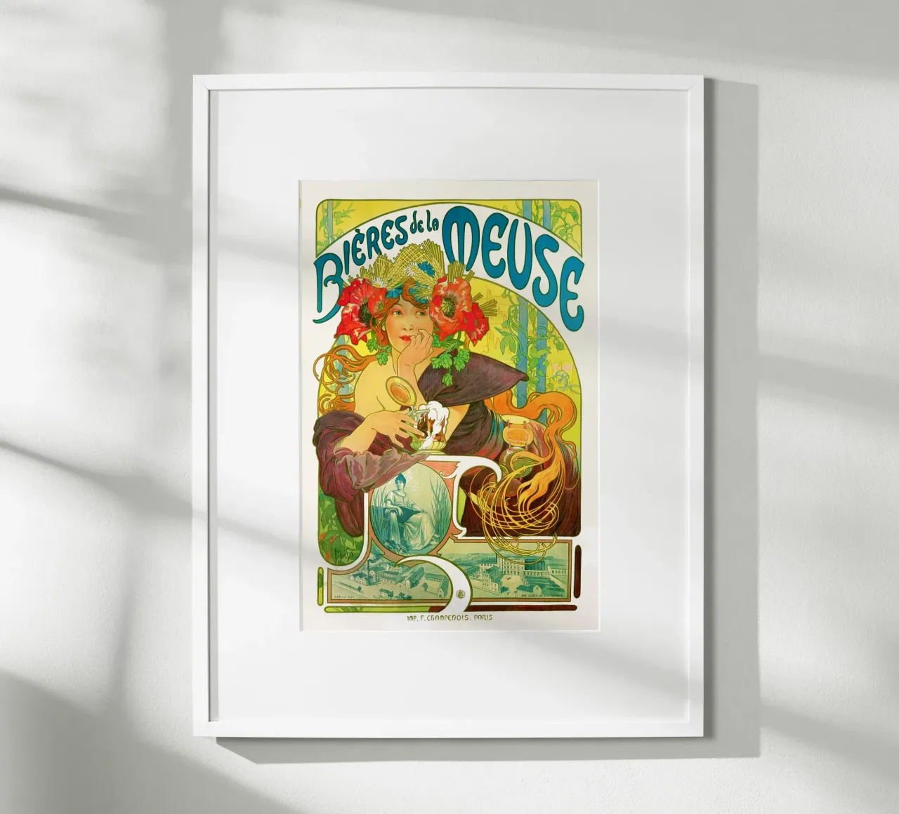 Bières de la Meuse de Alphonse Mucha poster con marco de aluminio de Venus Art