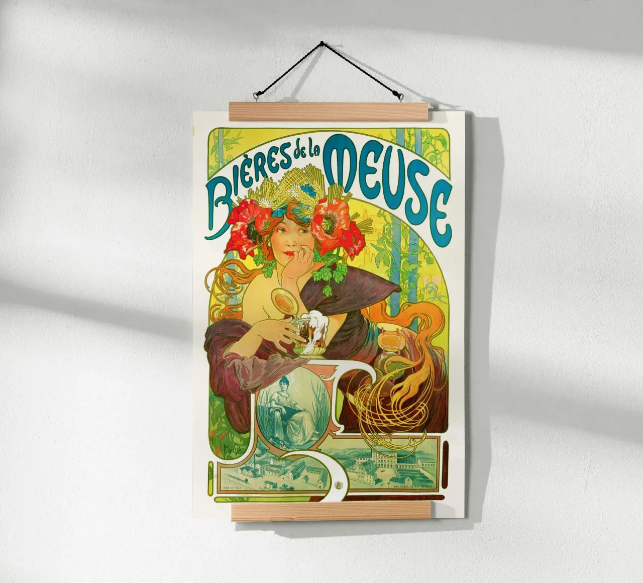 Bières de la Meuse de Alphonse Mucha poster con marco de aluminio de Venus Art