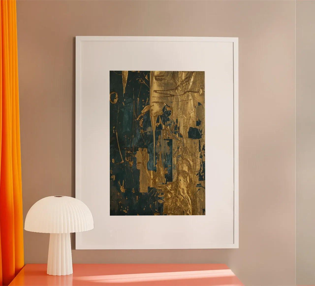 Pittura astratta con texture verde acqua e oro poster da DesignDoodle