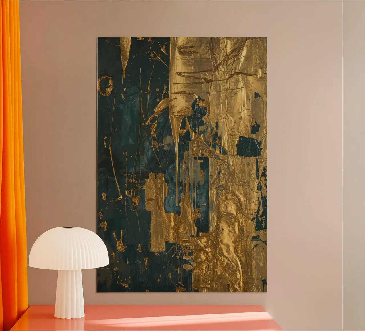 Pittura astratta con texture verde acqua e oro poster da DesignDoodle