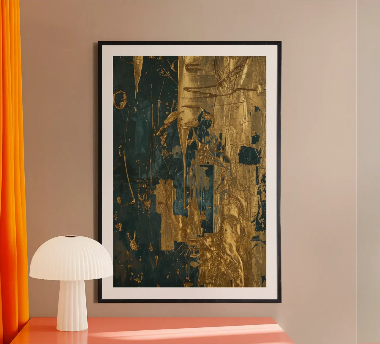 Pittura astratta con texture verde acqua e oro poster da DesignDoodle