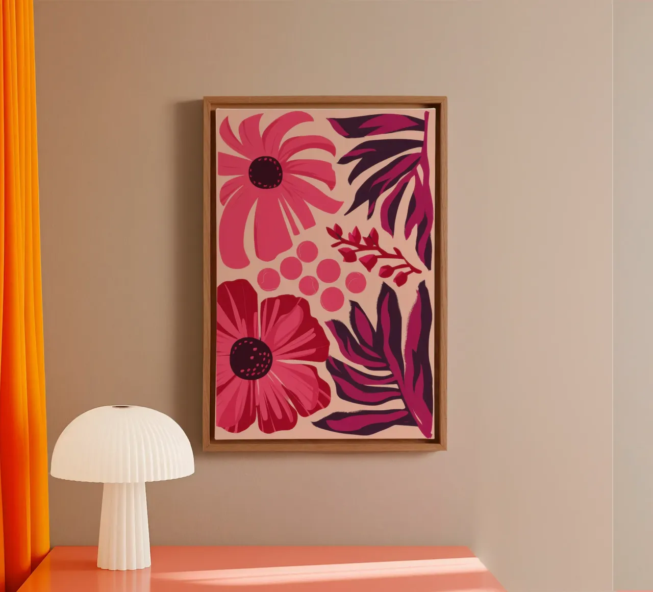 Magenta bloemen droom canvas met Baklijst van Snow Mist