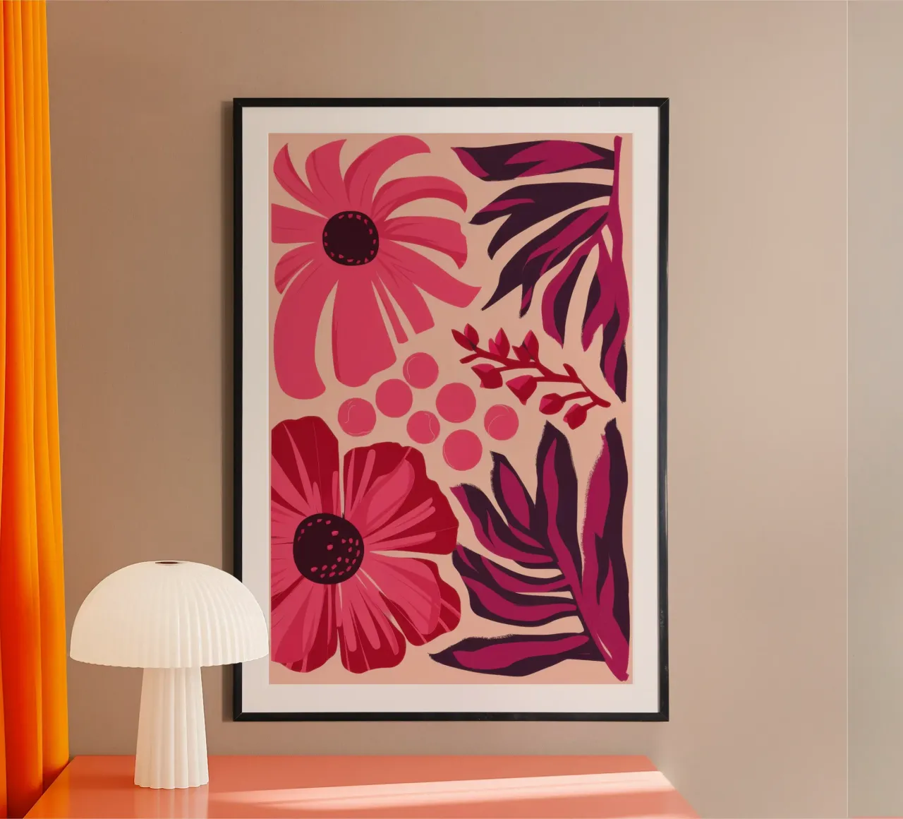 Sogno floreale magenta poster con telaio in plastica da Snow Mist