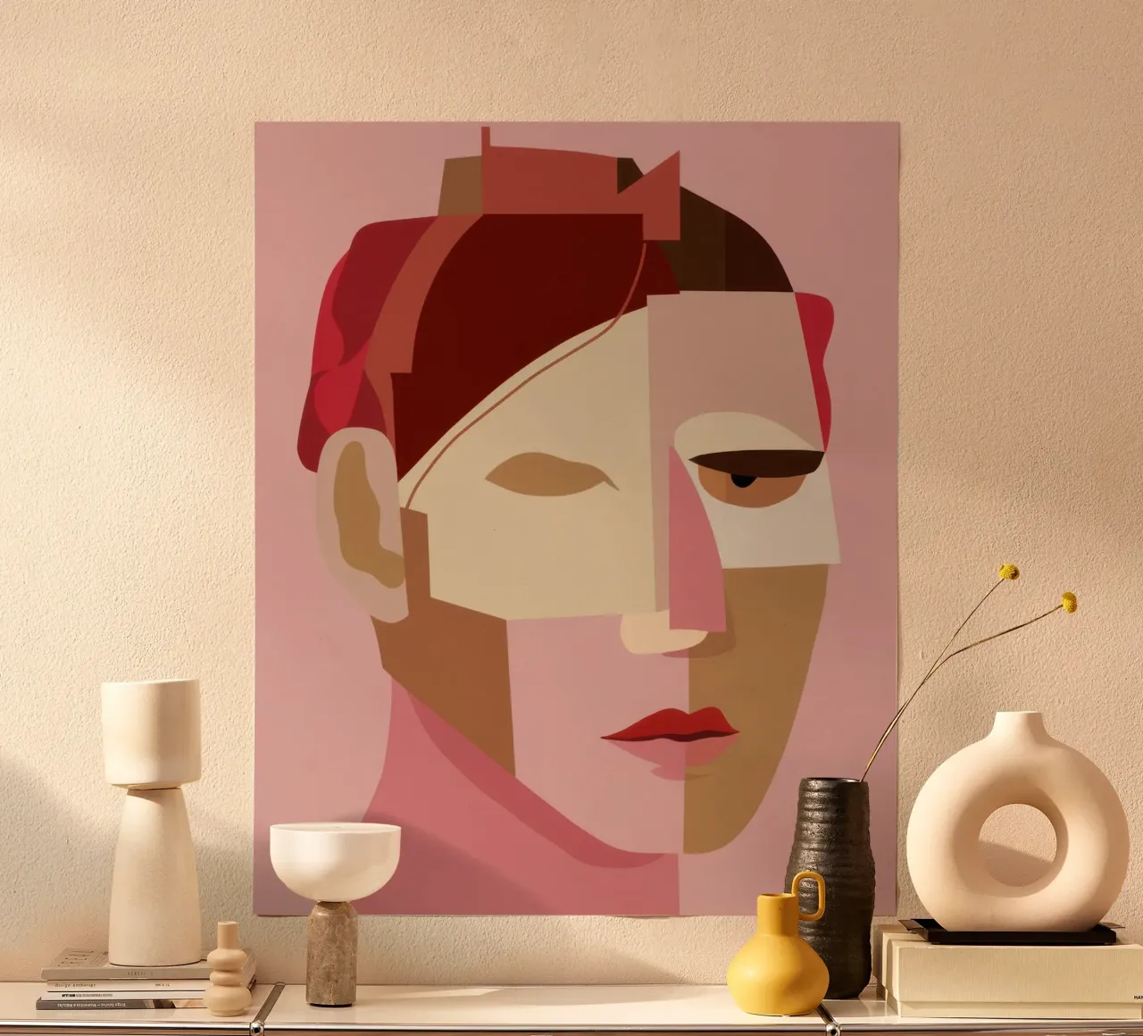Studio sulla bellezza frammentata poster con telaio in legno da Bara Suara