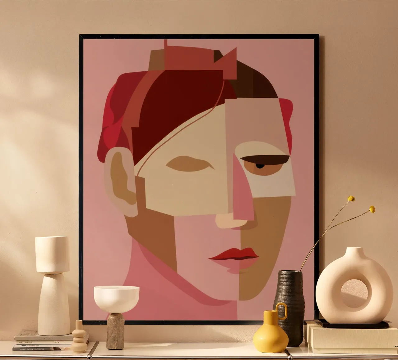 Studio sulla bellezza frammentata poster con telaio in legno da Bara Suara