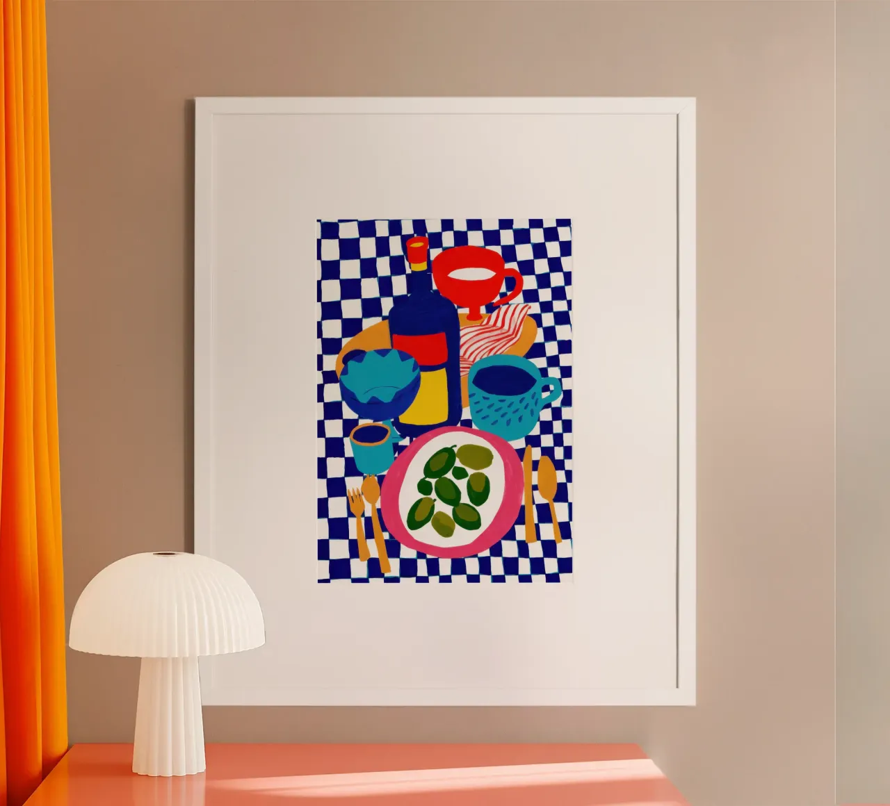 Piatto per olive a scacchiera poster da Snow Mist