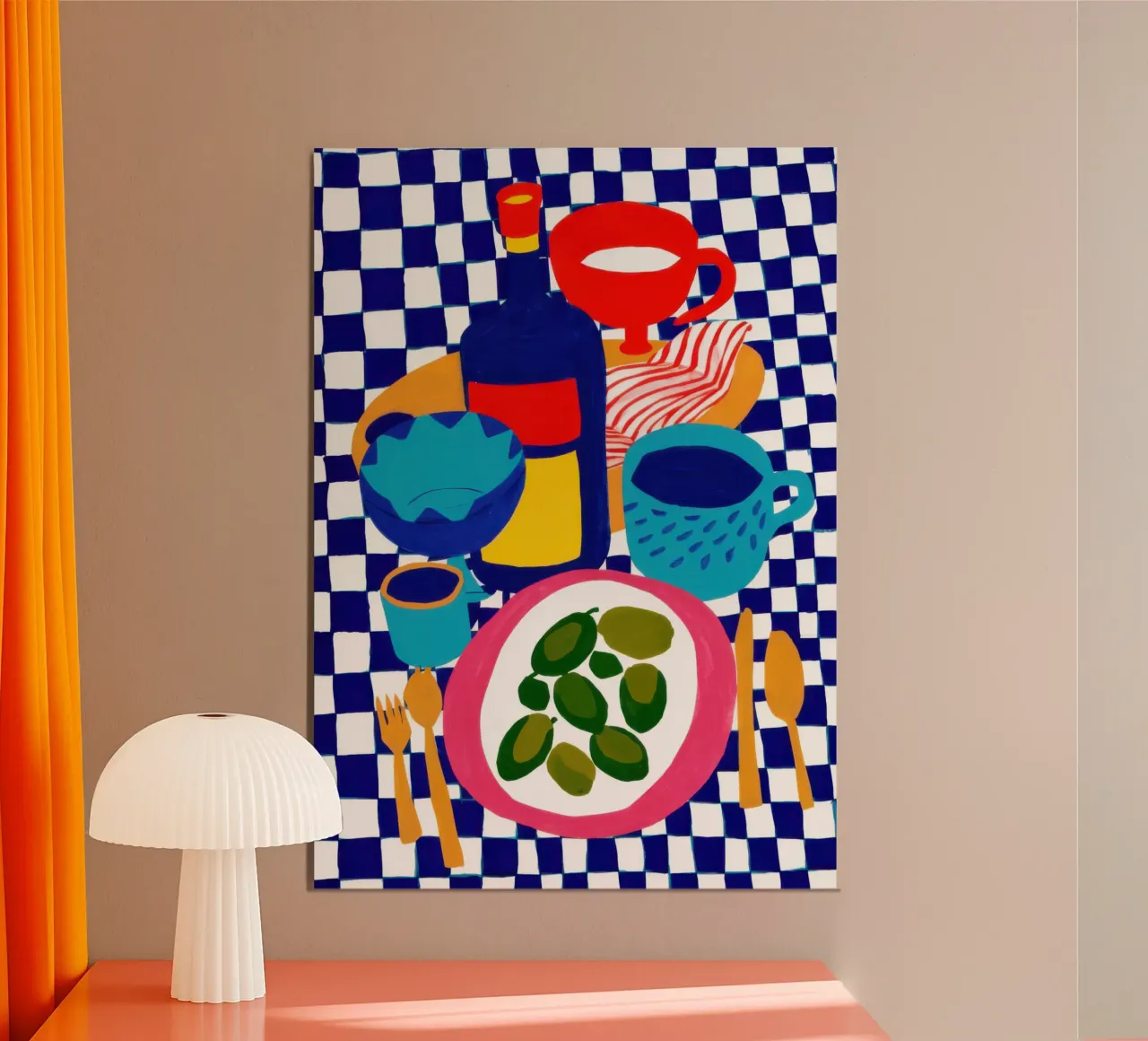 Piatto per olive a scacchiera poster da Snow Mist