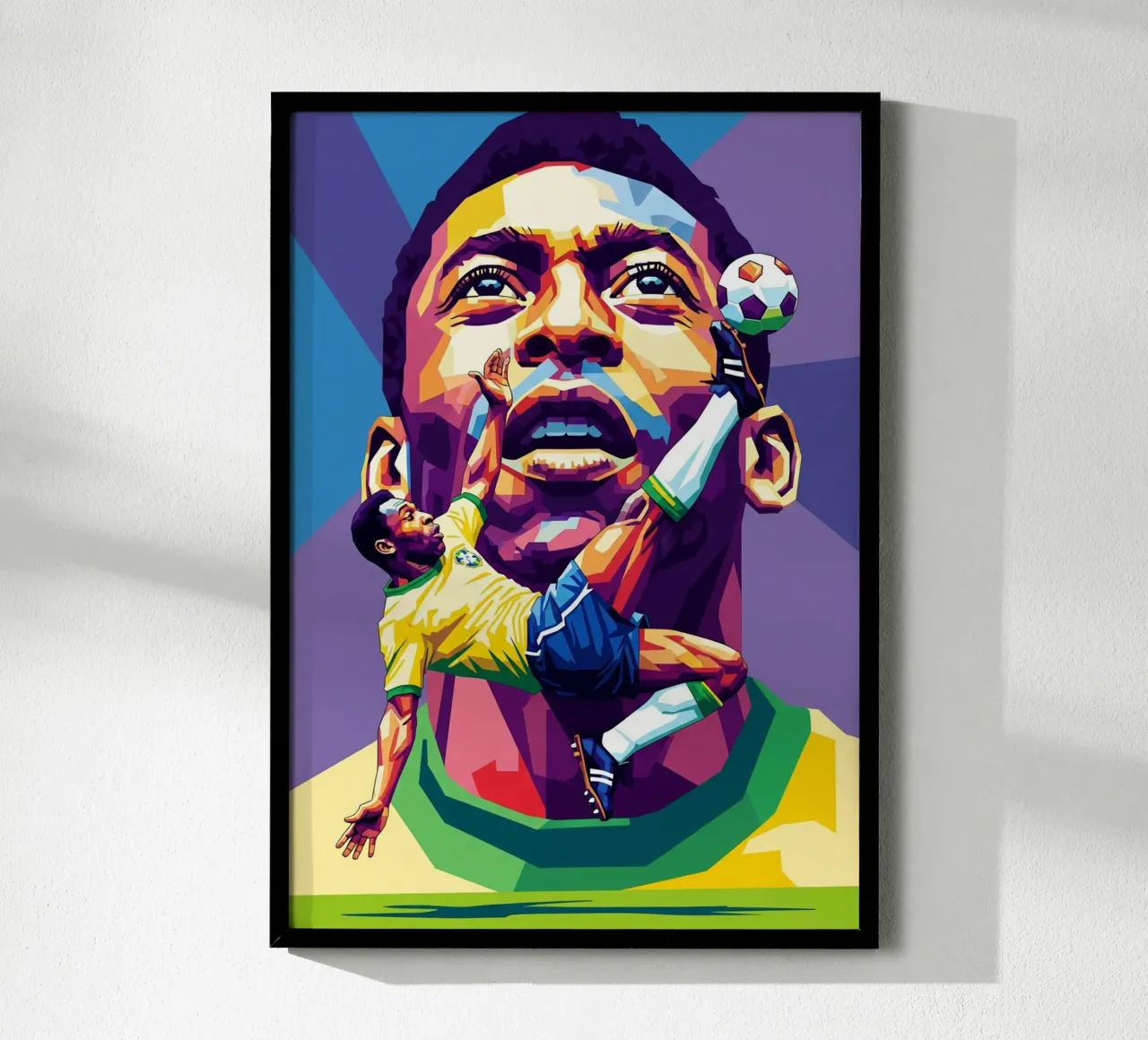 L'iconico calcio di bicicletta di Pele poster con telaio in alluminio da Hantamrata