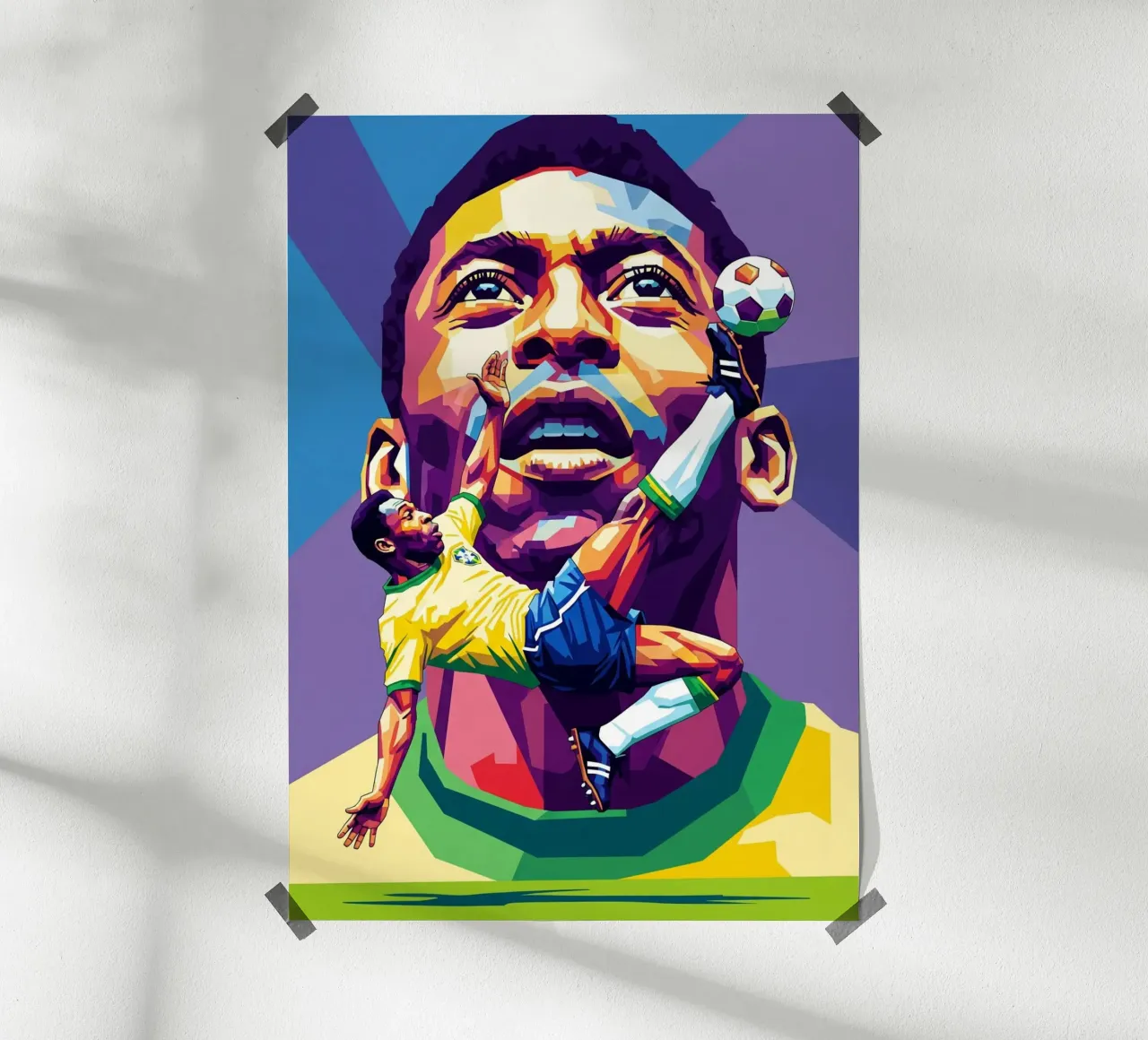 L'iconico calcio di bicicletta di Pele poster con telaio in alluminio da Hantamrata
