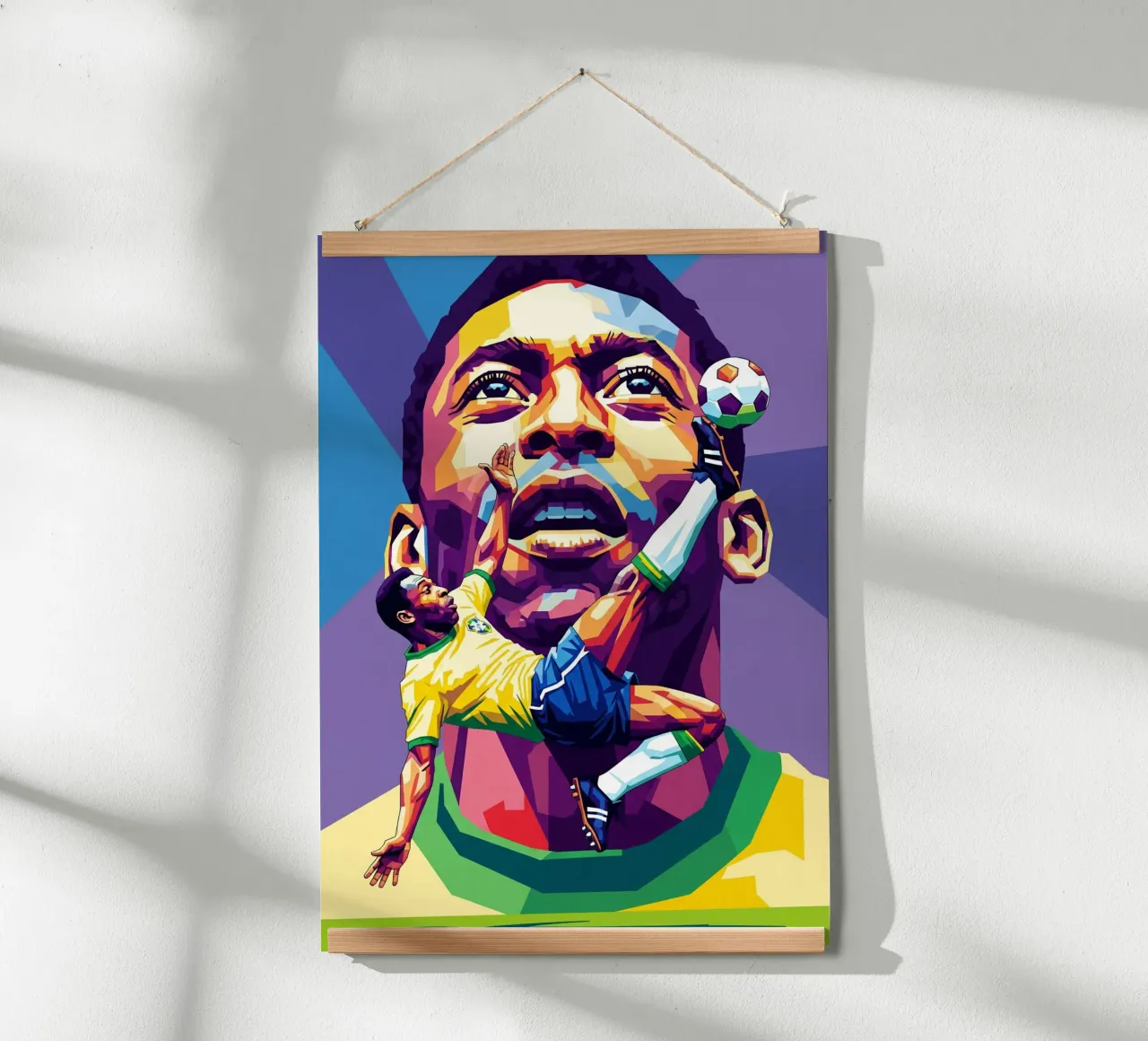L'iconico calcio di bicicletta di Pele poster con telaio in alluminio da Hantamrata