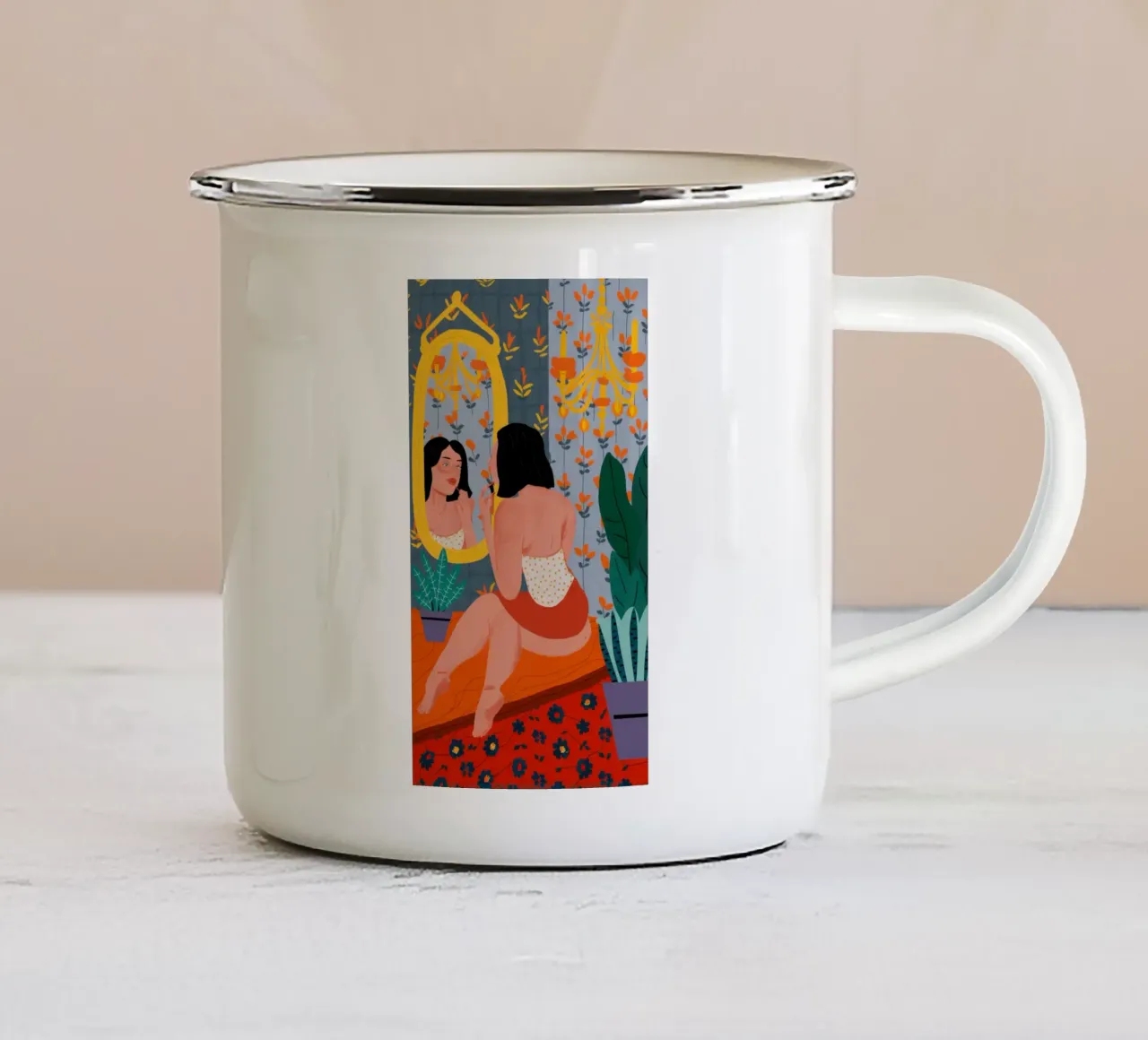 Momento di riposo intimo tazza in smalto da Bara Suara
