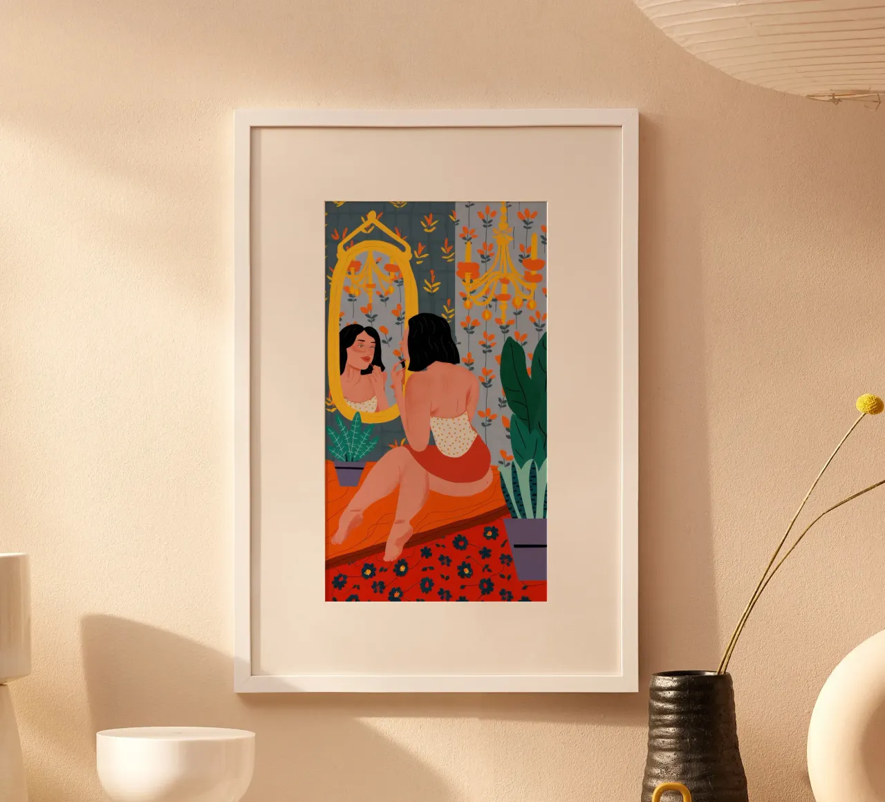 Momento di riposo intimo poster con telaio in alluminio da Bara Suara