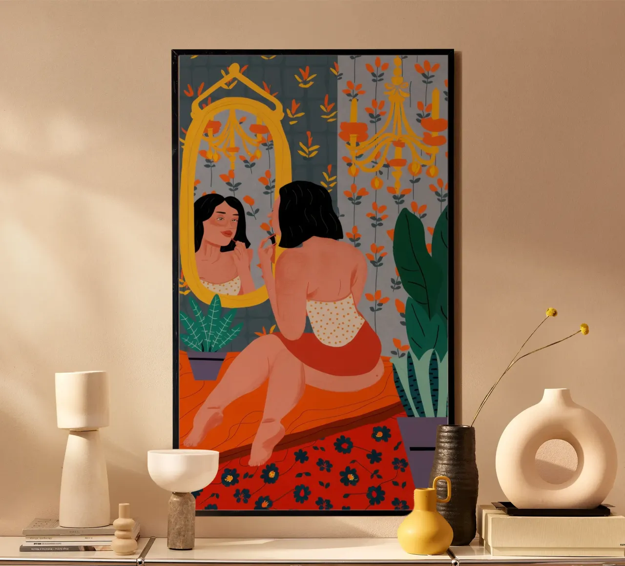 Momento di riposo intimo poster con telaio in alluminio da Bara Suara