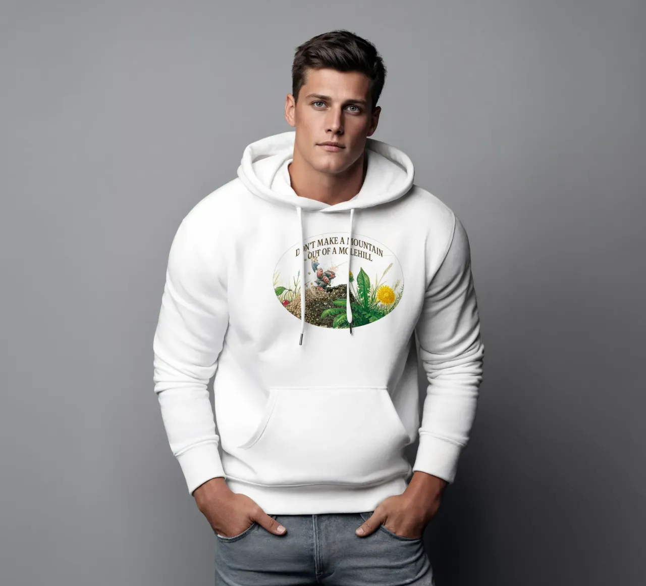 DON´T MAKE A MOUNTAIN OUT OF A MOLEHILL felpa con cappuccio da Vintage Van Gogh