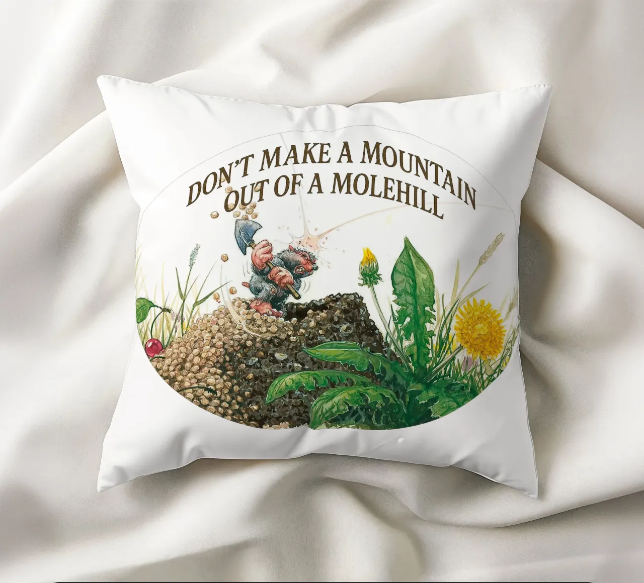 DON´T MAKE A MOUNTAIN OUT OF A MOLEHILL cuscino da Vintage Van Gogh