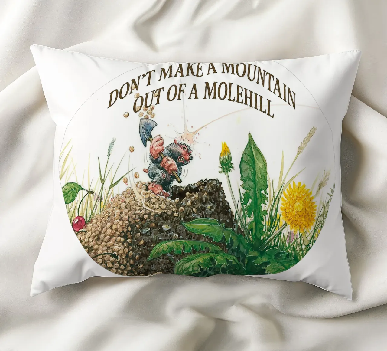 DON´T MAKE A MOUNTAIN OUT OF A MOLEHILL cuscino da Vintage Van Gogh