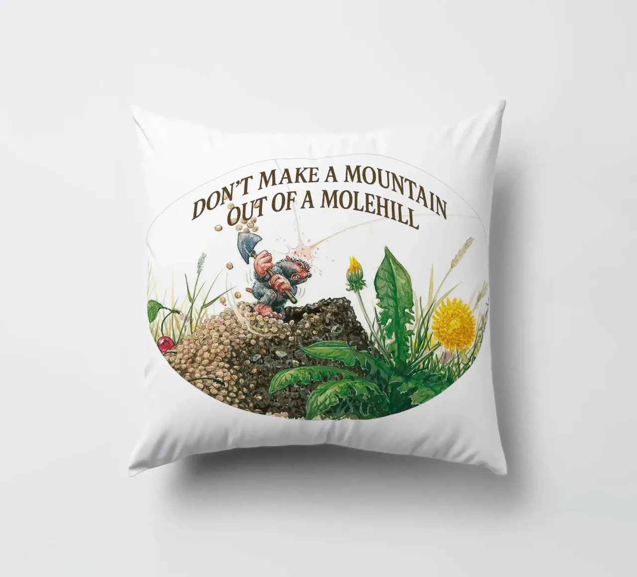 DON´T MAKE A MOUNTAIN OUT OF A MOLEHILL cuscino da Vintage Van Gogh