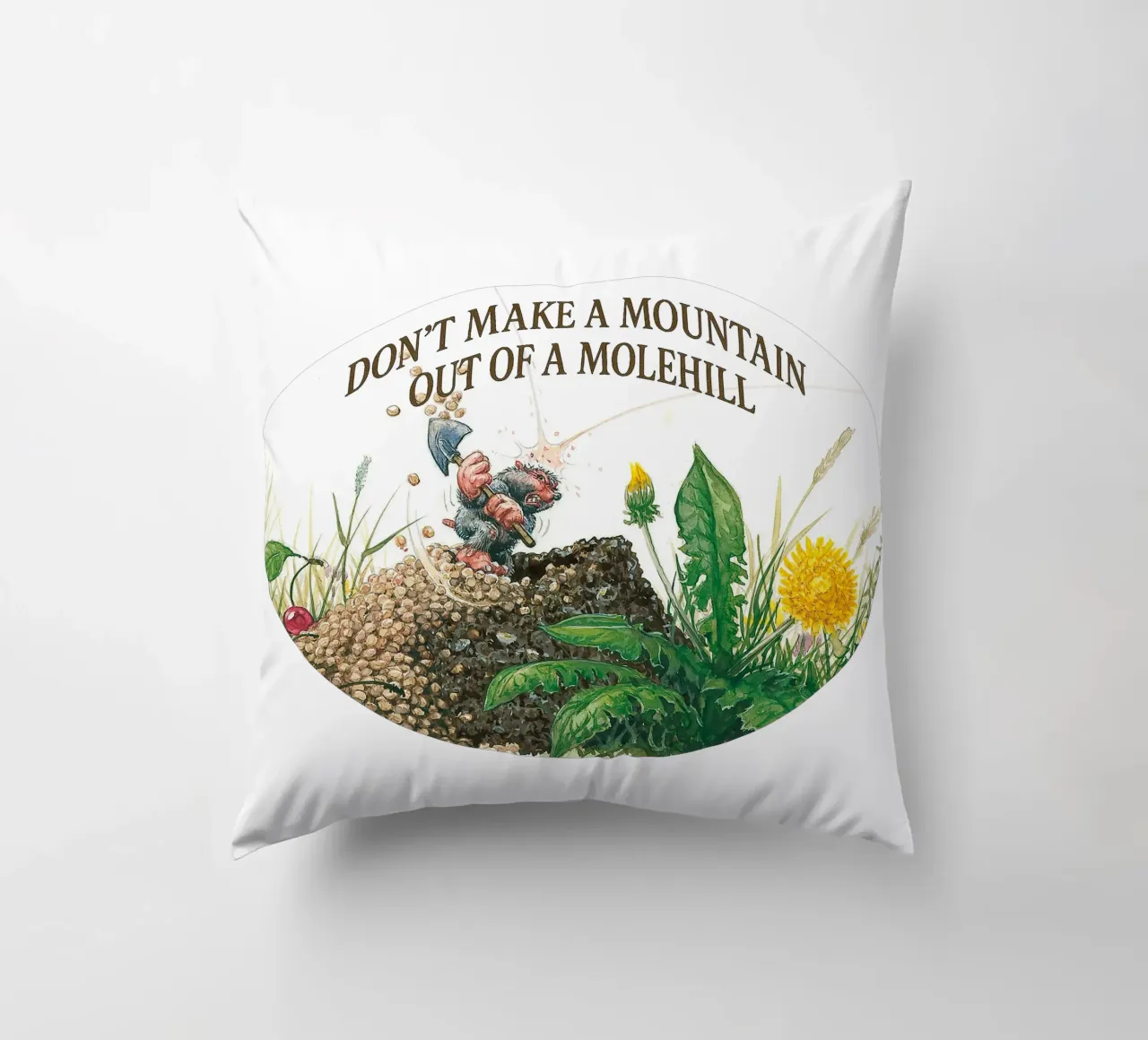 DON´T MAKE A MOUNTAIN OUT OF A MOLEHILL cuscino da Vintage Van Gogh