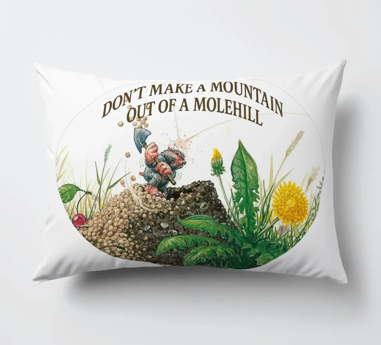 DON´T MAKE A MOUNTAIN OUT OF A MOLEHILL cuscino da Vintage Van Gogh