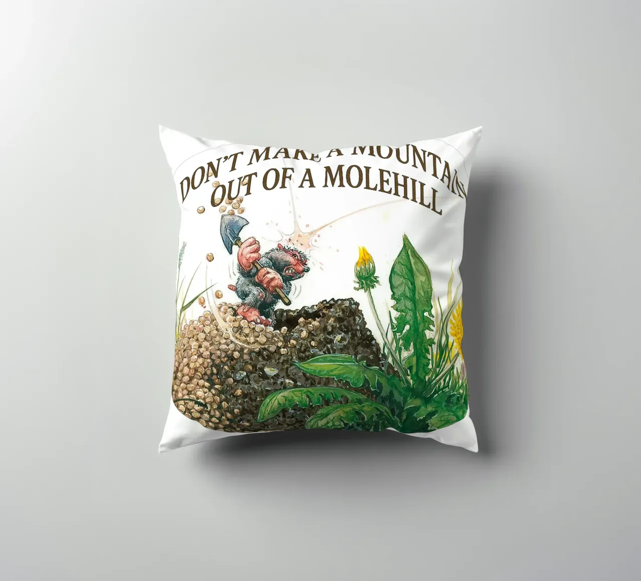 DON´T MAKE A MOUNTAIN OUT OF A MOLEHILL cuscino da Vintage Van Gogh