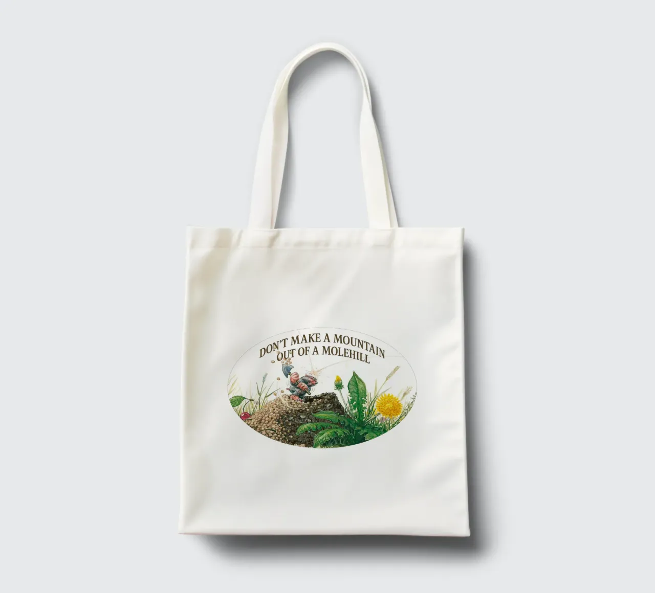 DON´T MAKE A MOUNTAIN OUT OF A MOLEHILL borsa in juta da Vintage Van Gogh