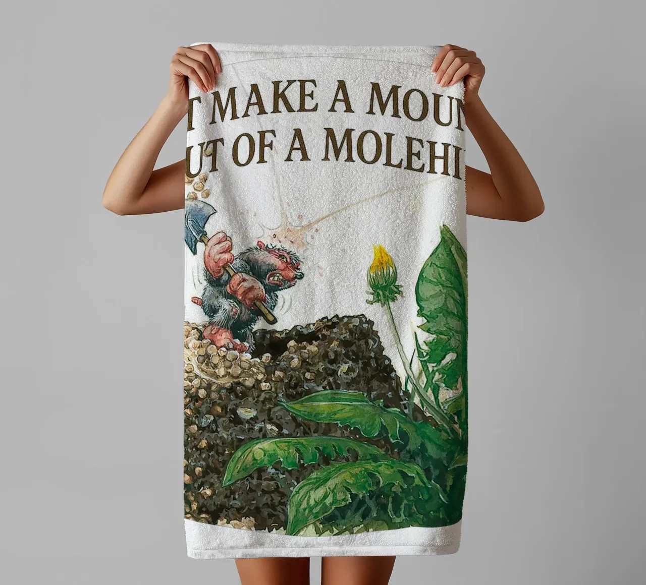 DON´T MAKE A MOUNTAIN OUT OF A MOLEHILL asciugamano da bagno da Vintage Van Gogh