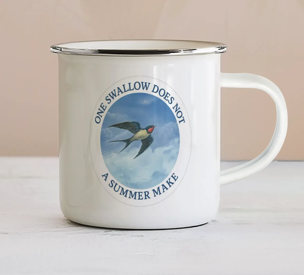 ONE SWALLOW DOES NOT A SUMMER MAKE emaille mok van Vintage Van Gogh