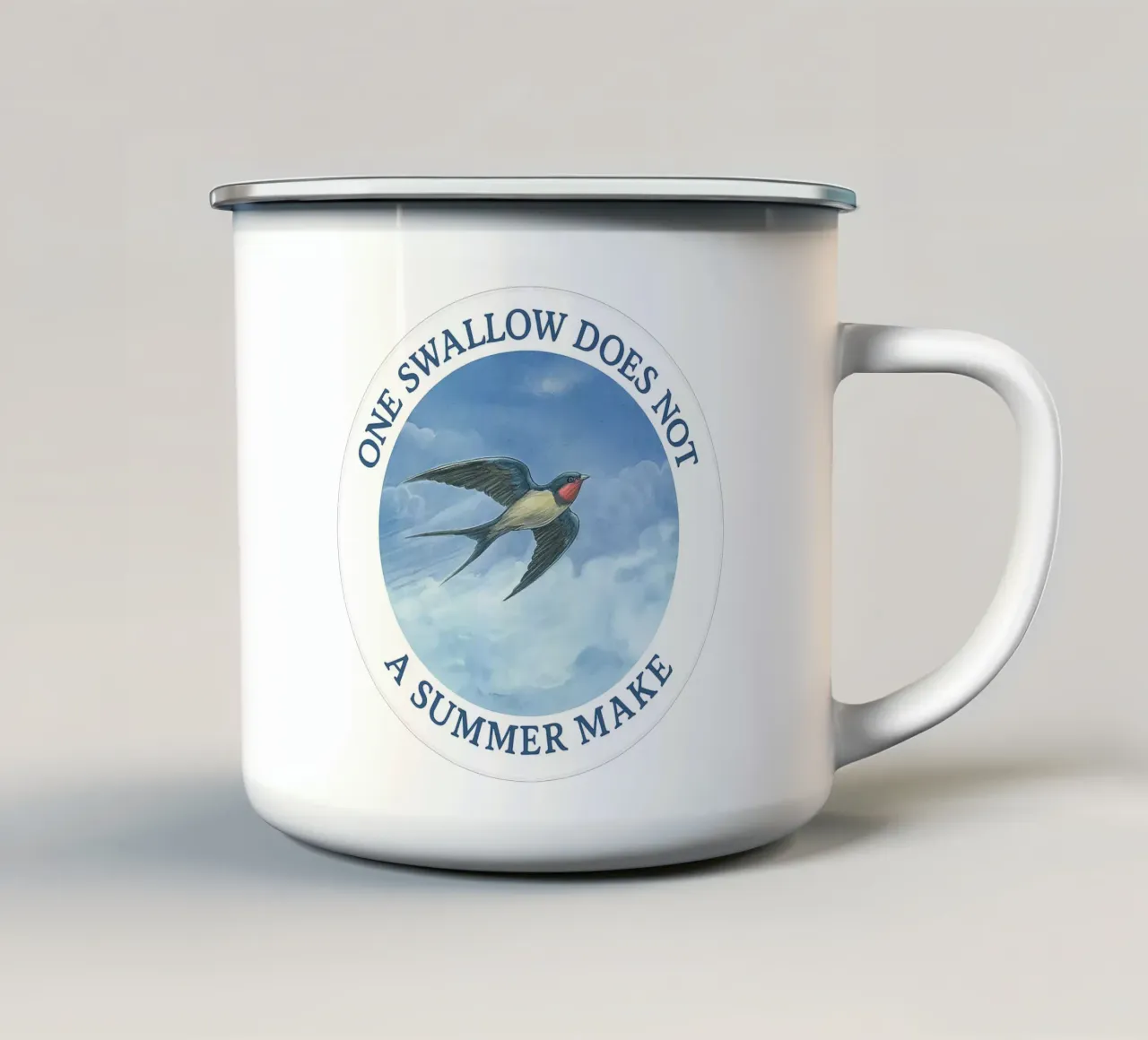 ONE SWALLOW DOES NOT A SUMMER MAKE emaille mok van Vintage Van Gogh