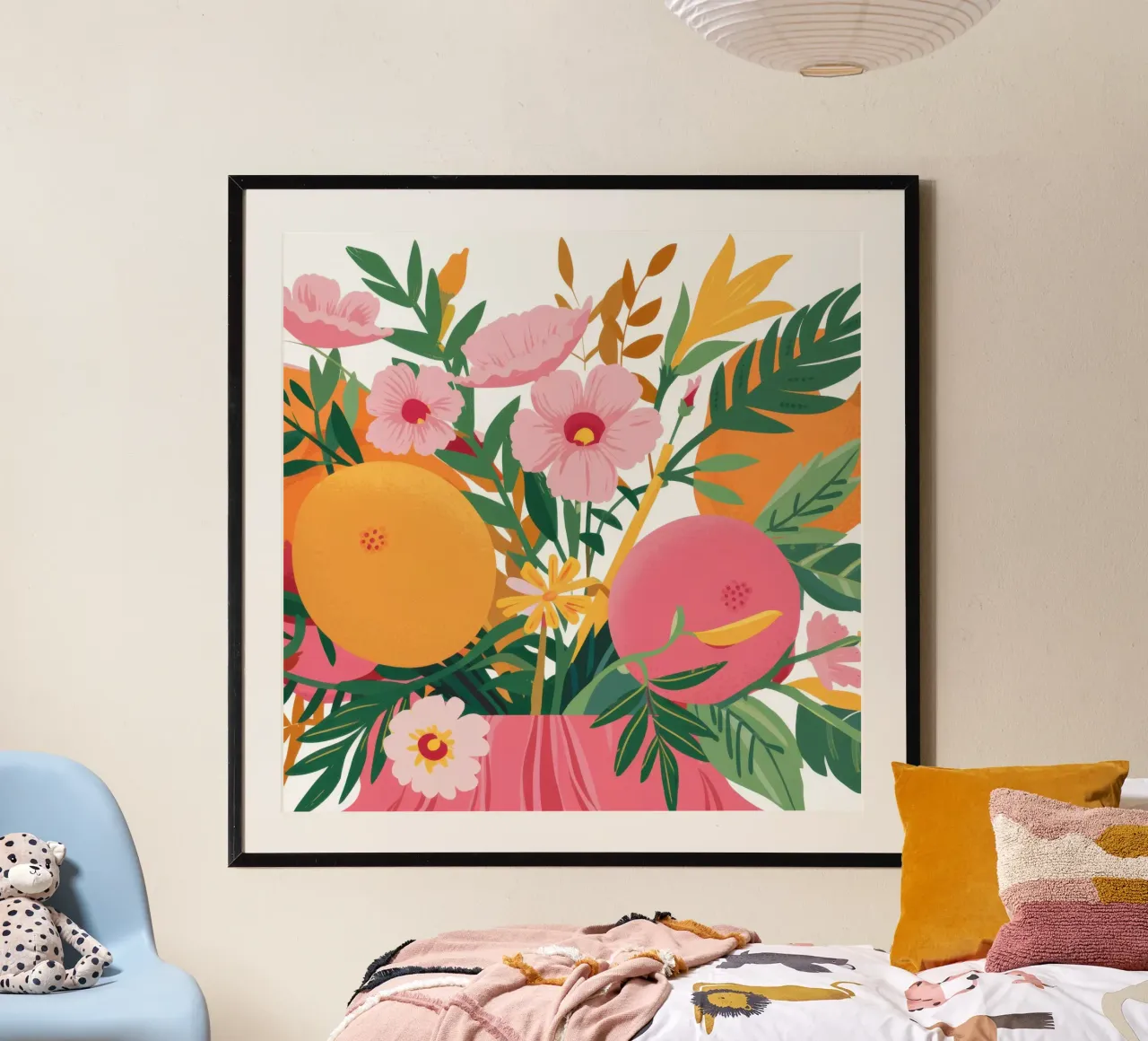 Scoppio floreale astratto poster con telaio in alluminio da Astra Mist