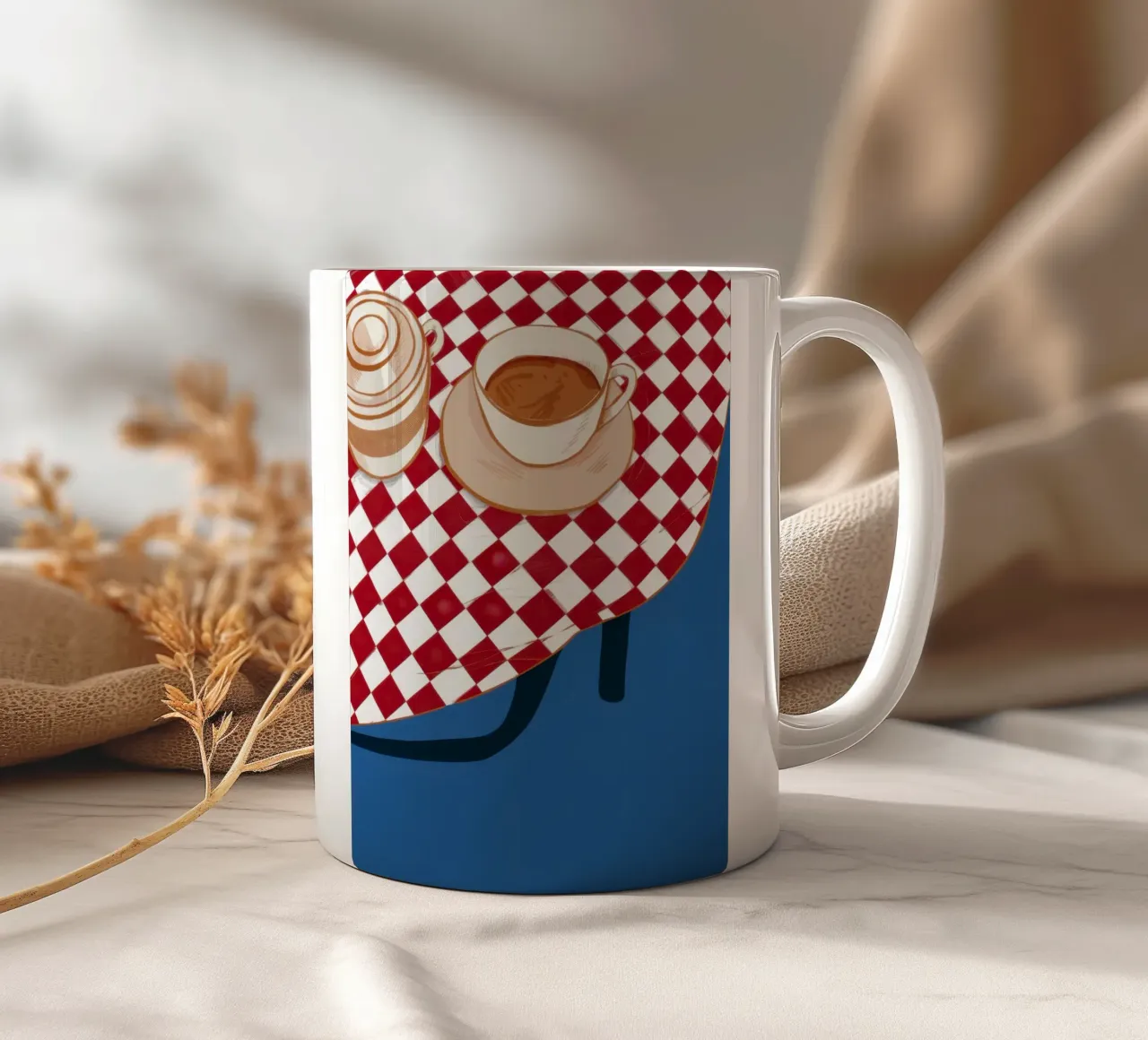 Angolo del caffè a scacchi tazza in ceramica da Snow Mist