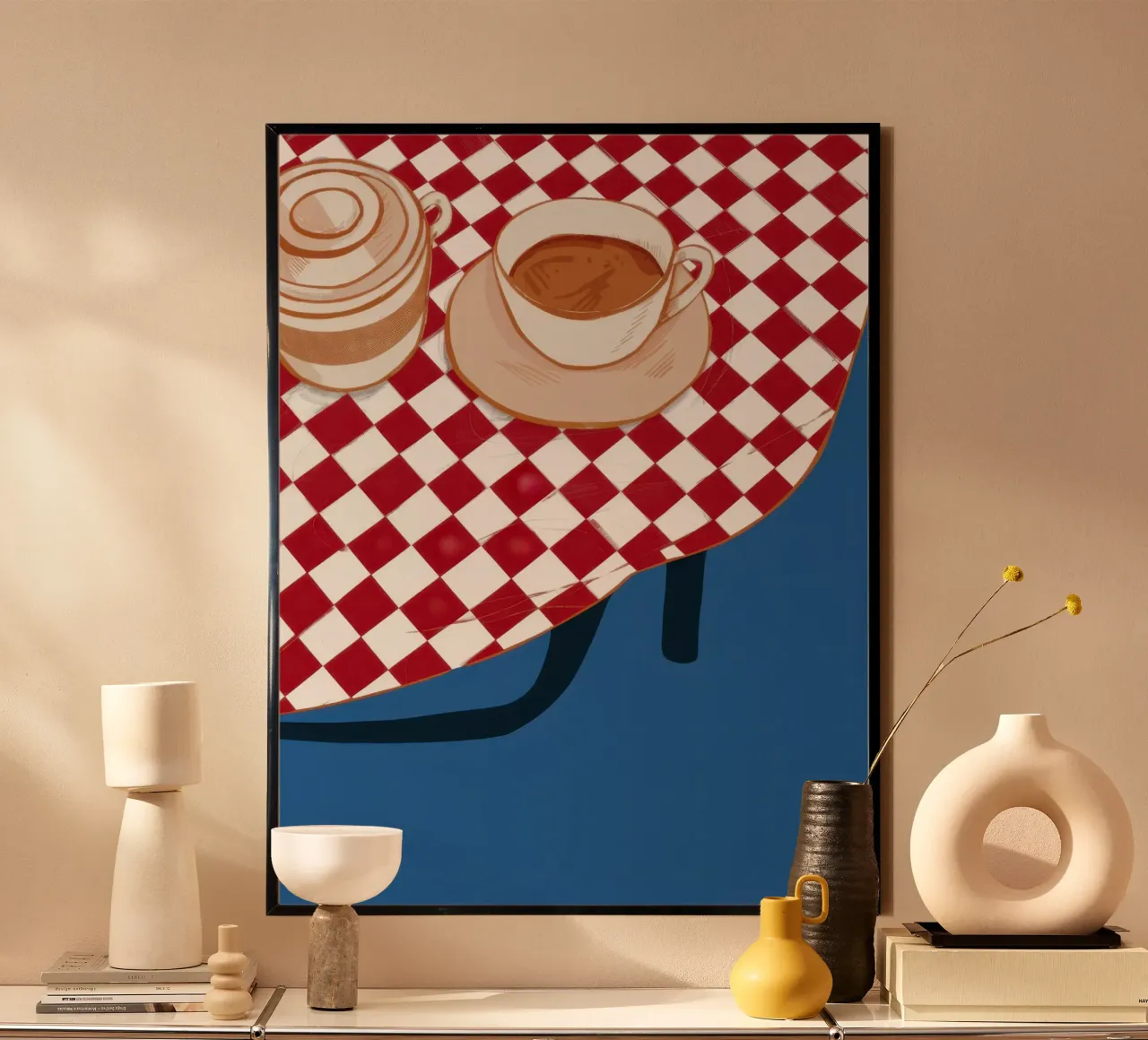 Angolo del caffè a scacchi poster da Snow Mist