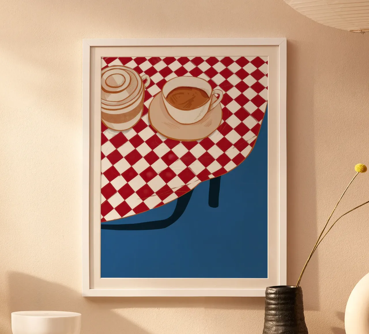 Angolo del caffè a scacchi poster da Snow Mist