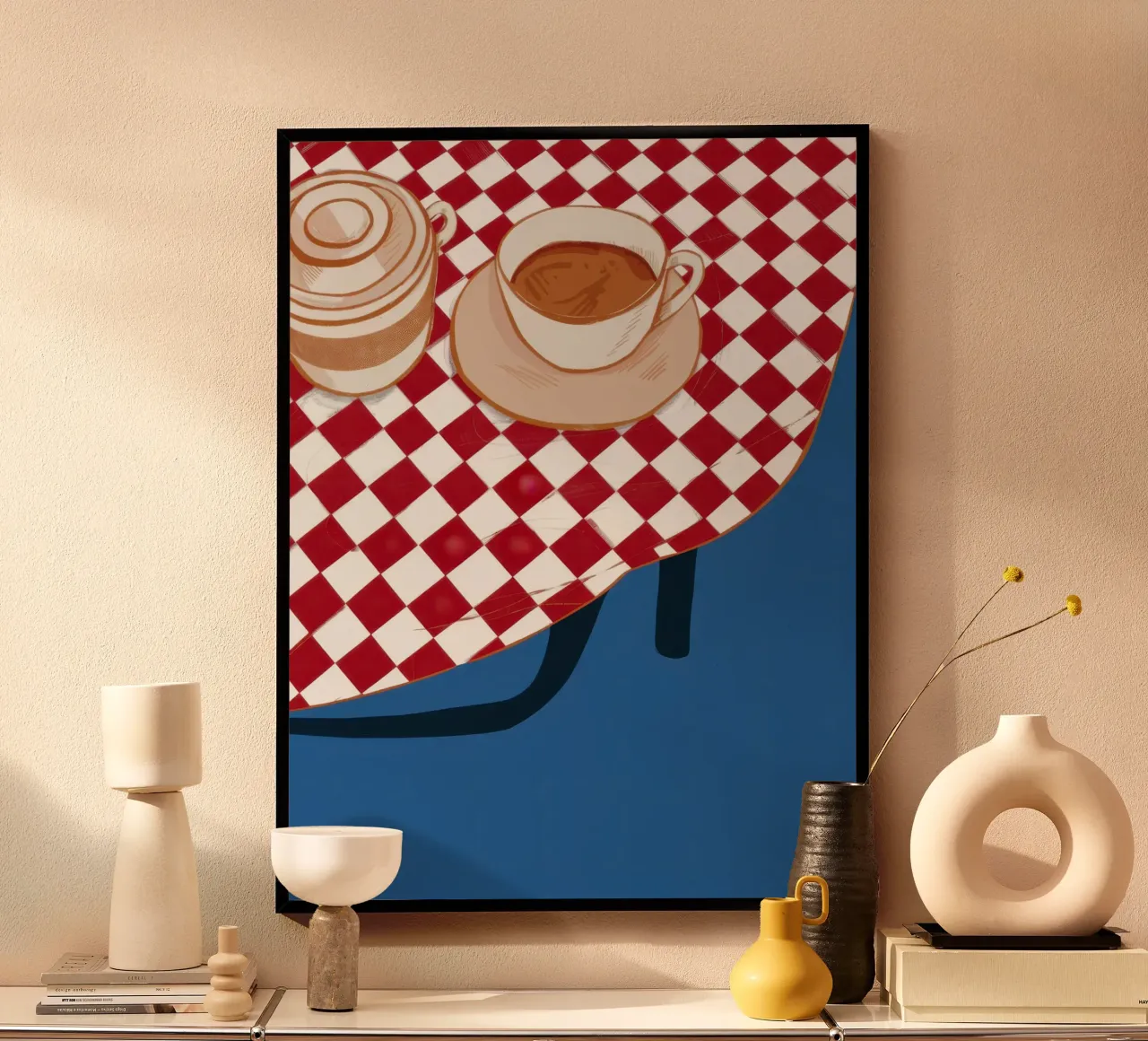 Angolo del caffè a scacchi poster da Snow Mist