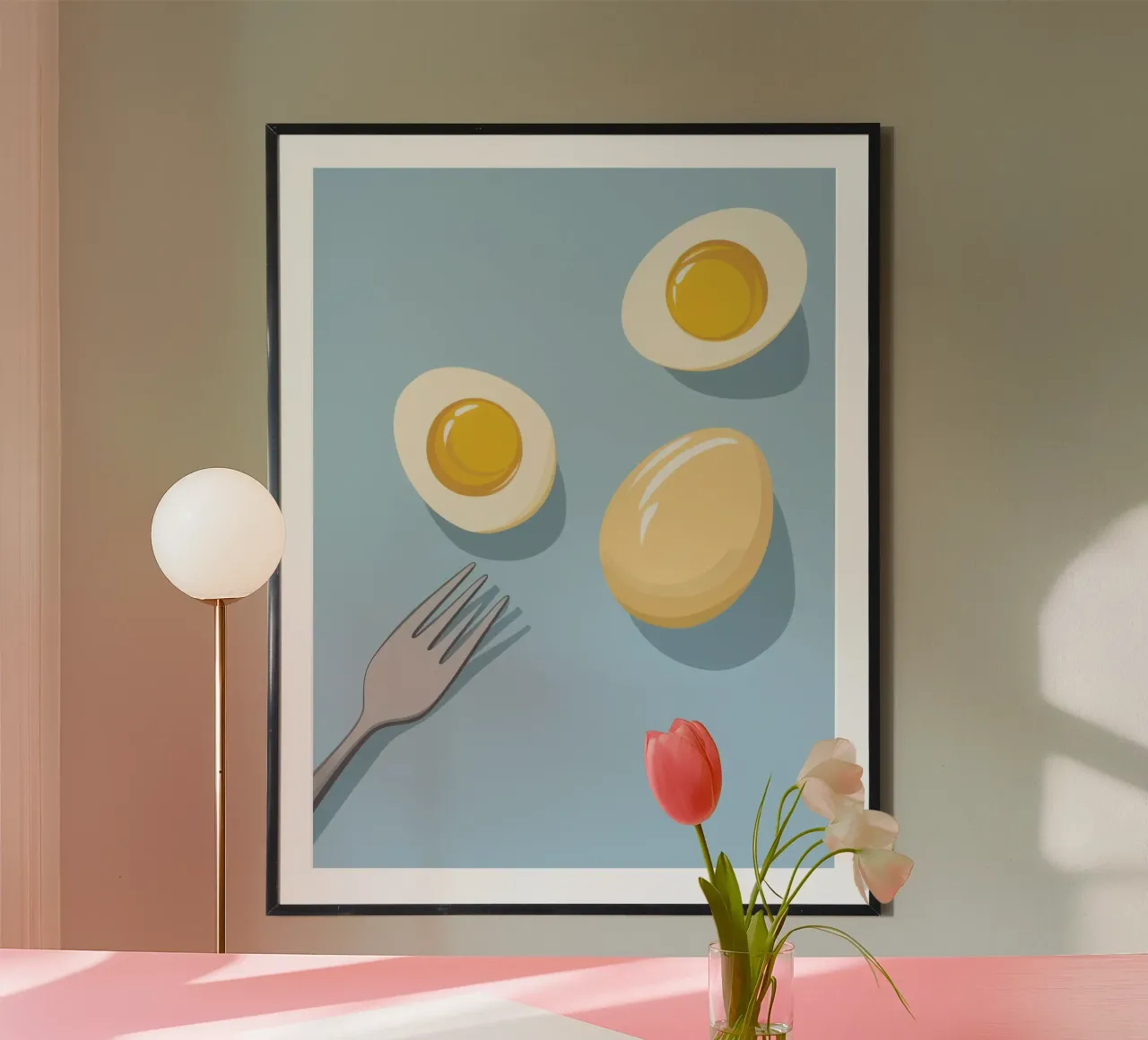 Proteine del mattino minimaliste poster con telaio in plastica da Bara Suara