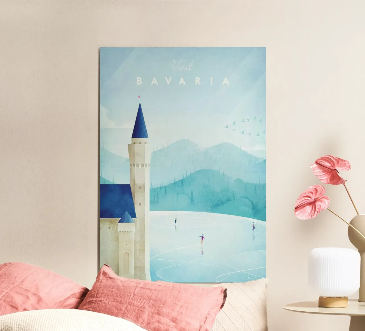 Castello di pattinaggio sul ghiaccio Baviera poster con telaio in alluminio da unyil shope