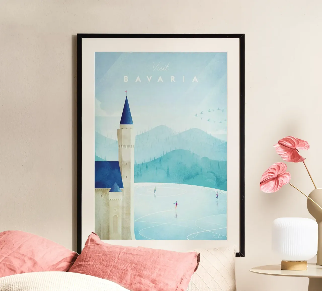Castello di pattinaggio sul ghiaccio Baviera poster con telaio in alluminio da unyil shope