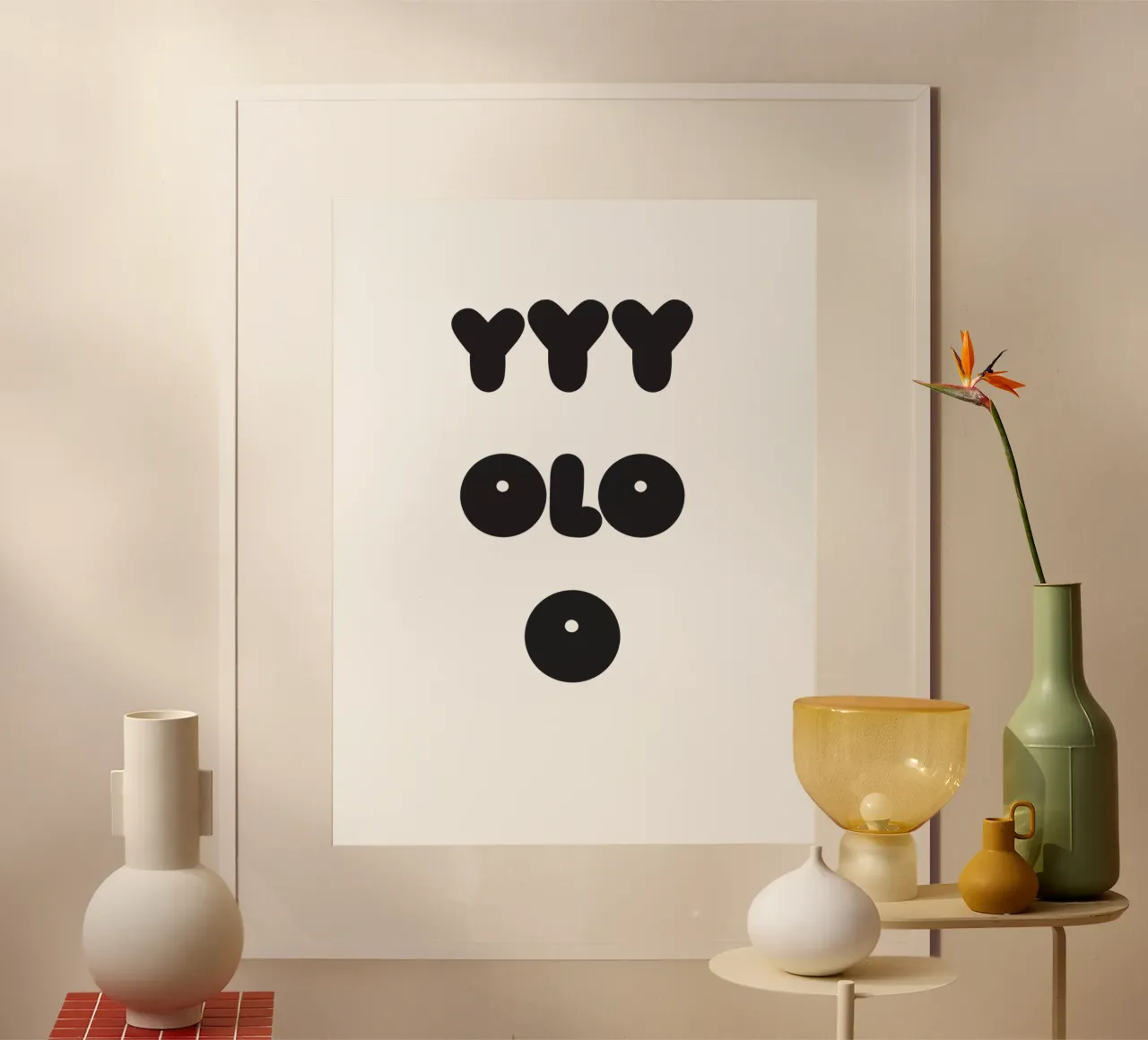 YOLO Face Poster mit Kunststoffrahmen von Verplanungsagentur