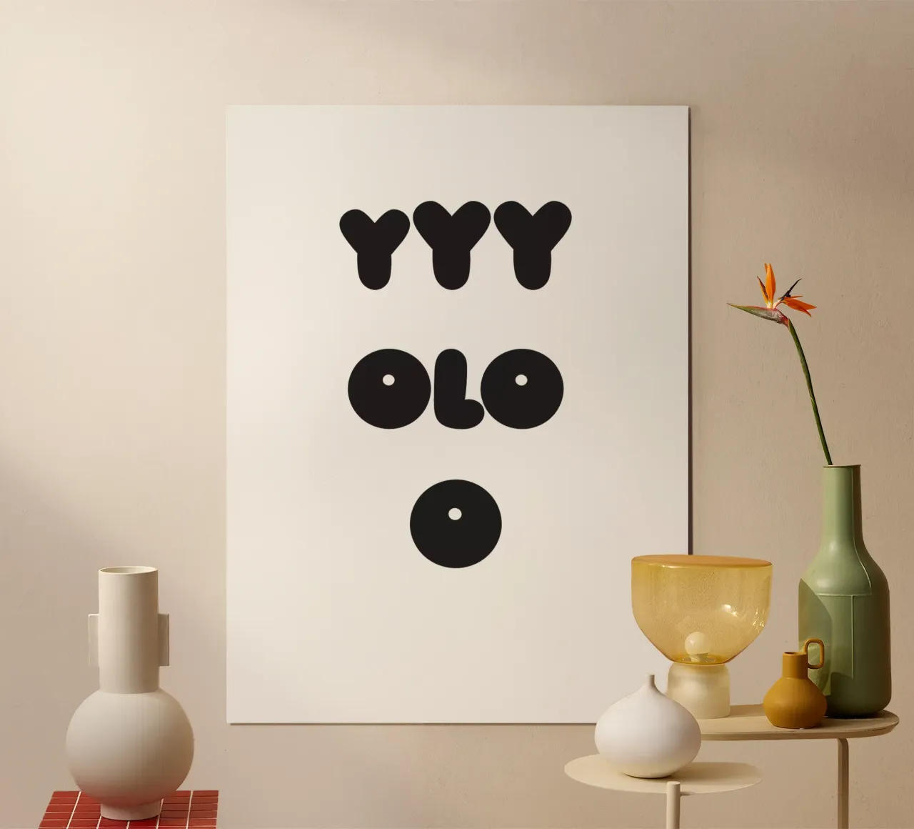 YOLO Face Poster mit Kunststoffrahmen von Verplanungsagentur
