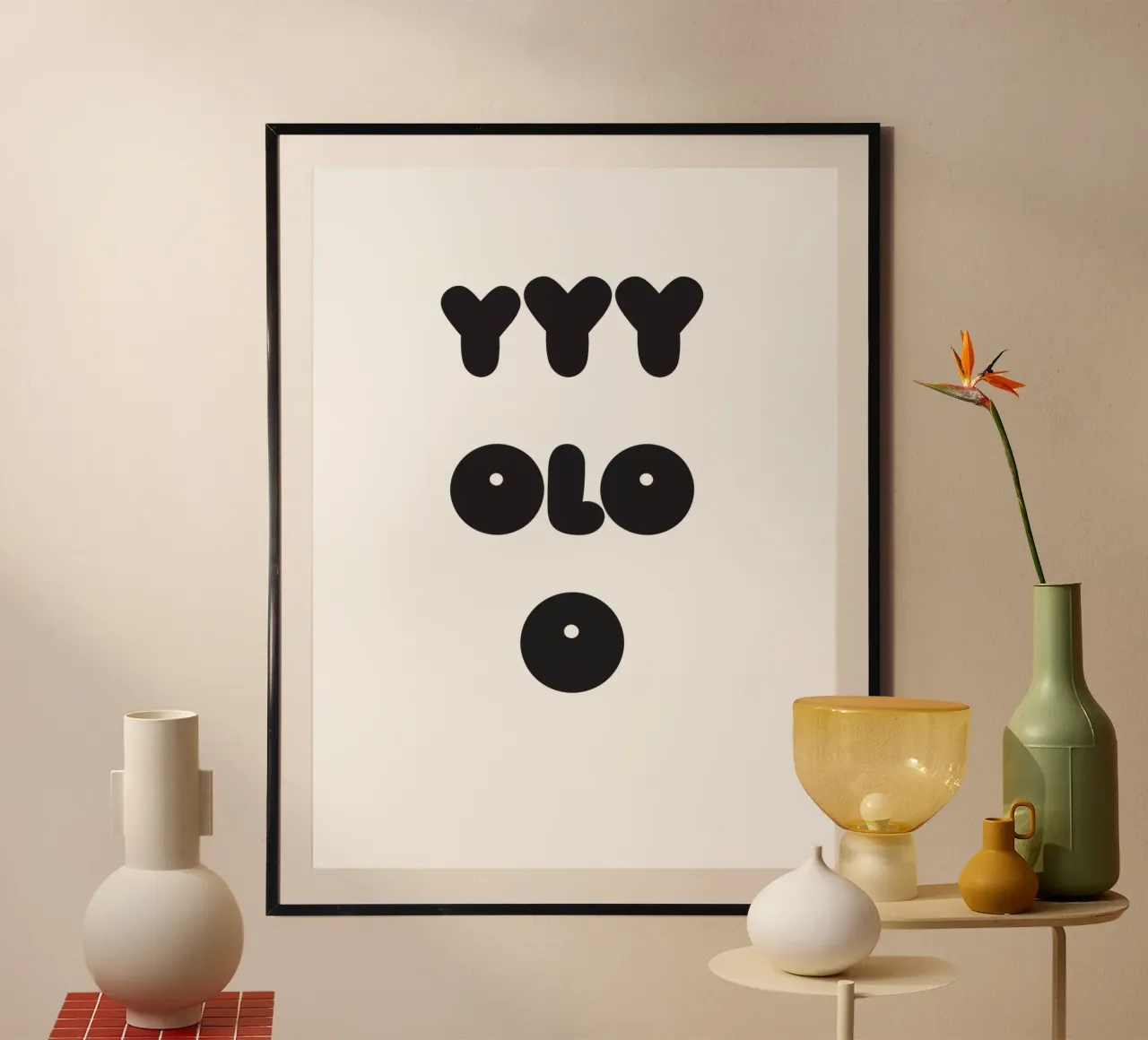 YOLO Face Poster mit Kunststoffrahmen von Verplanungsagentur