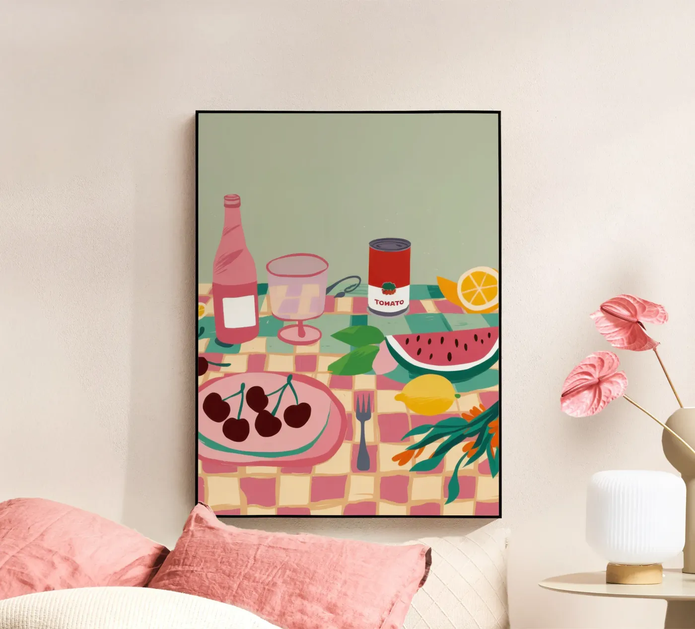 Gingham Picnic Spread acrylic glass by Snow Mist