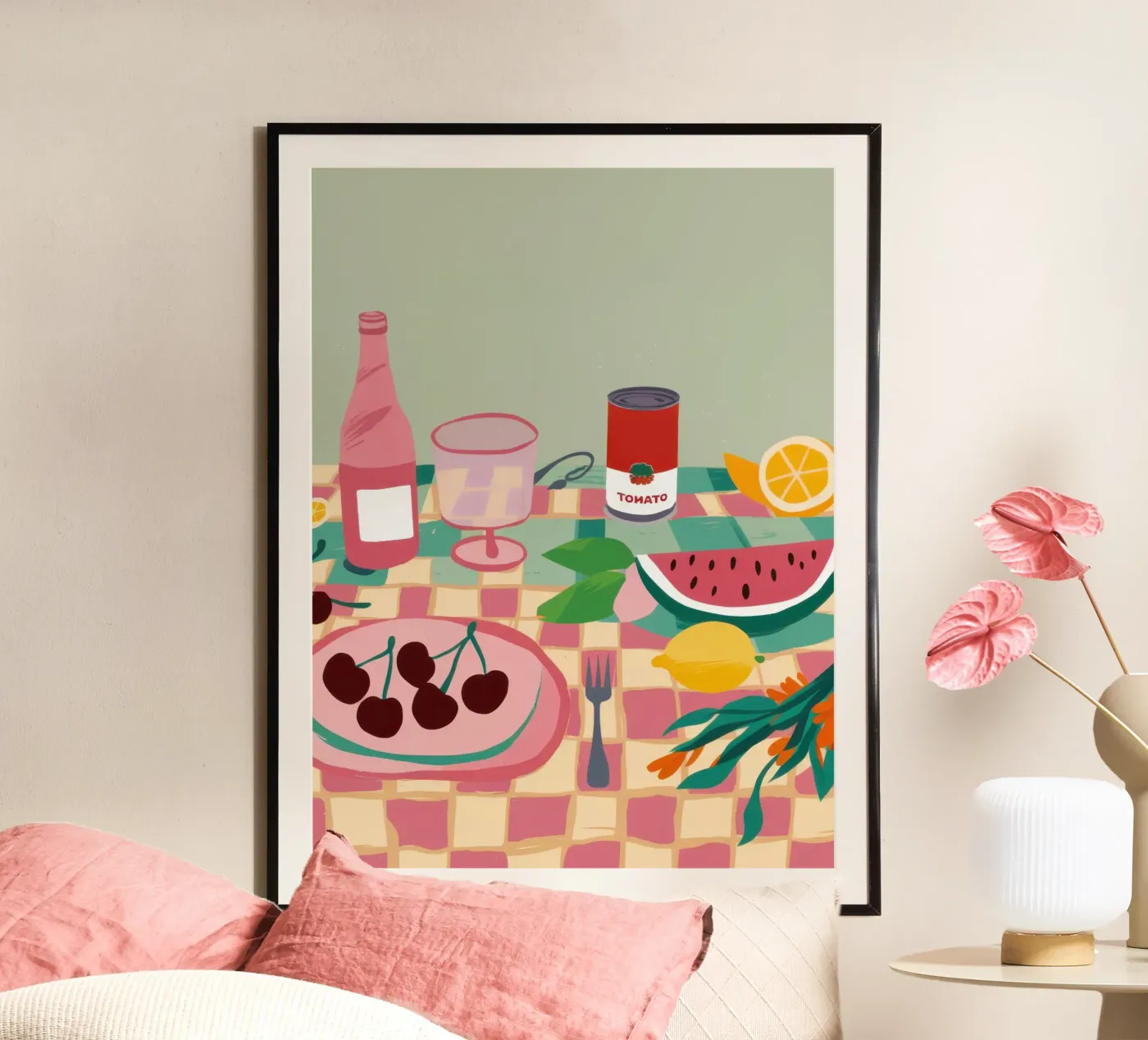 Gingham Picnic Spread poster da Snow Mist