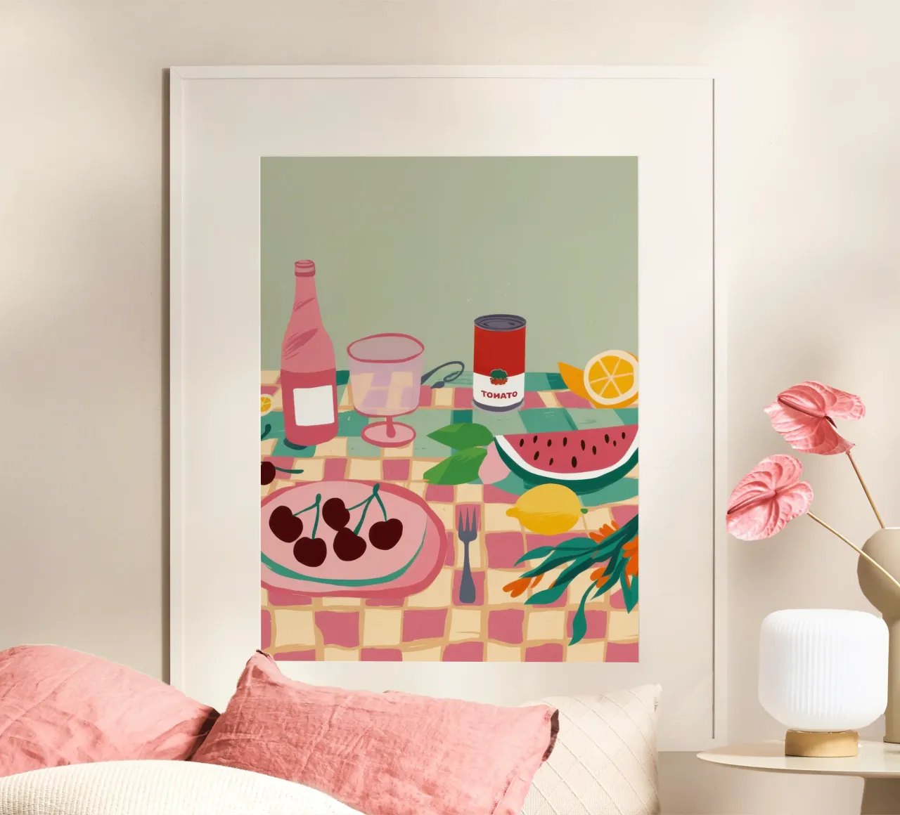 Striscia da picnic in percalle poster da Snow Mist