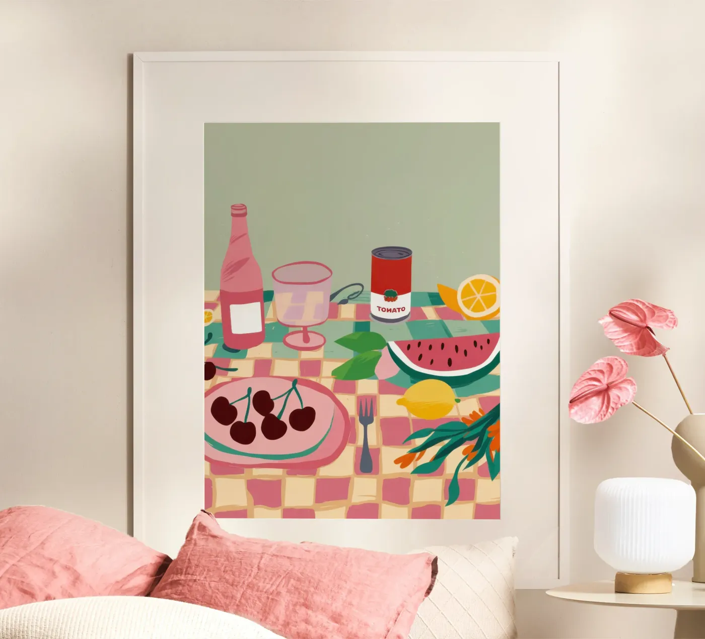 Gingham Picnic Spread poster da Snow Mist
