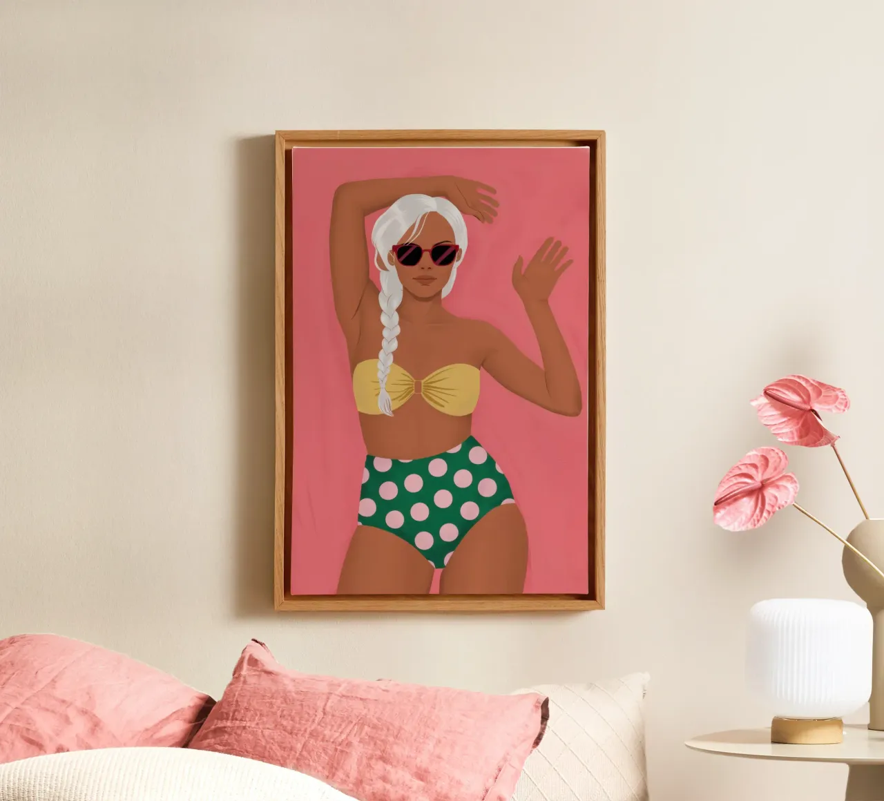 Bikini Poise a pois tela con Cornice a cassetta da Bruce Juice