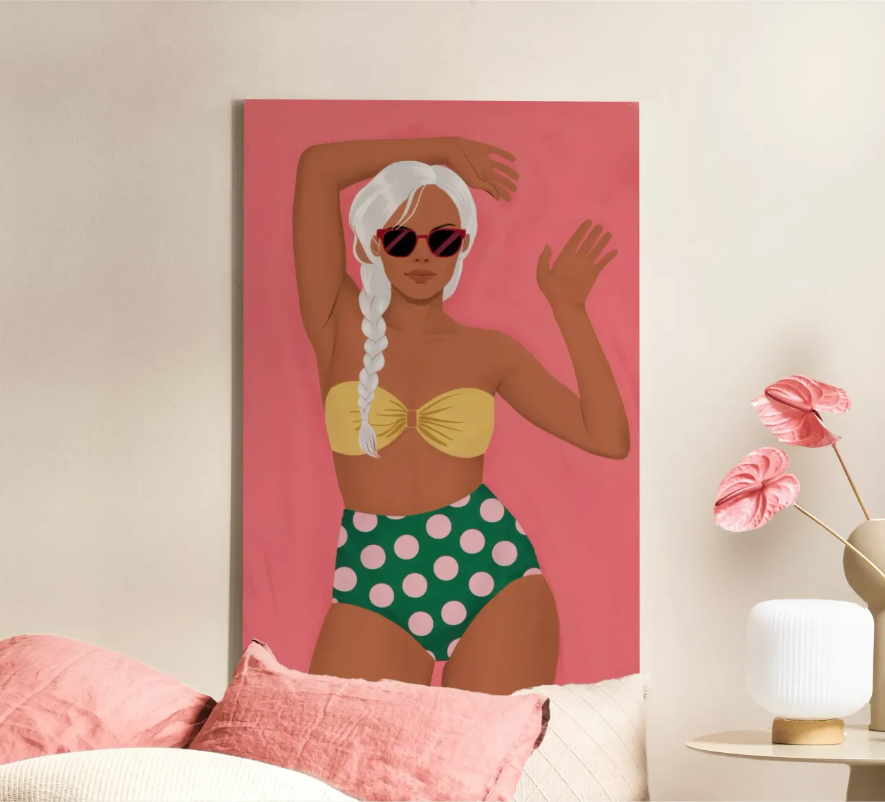 Bikini Poise a pois tela con Cornice a cassetta da Bruce Juice