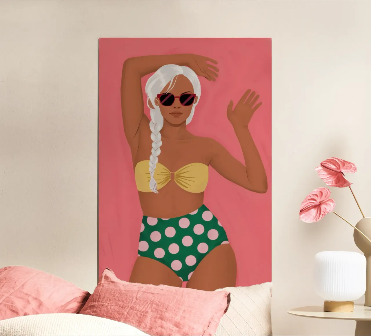 Bikini Poise a pois poster con telaio in plastica da Bruce Juice