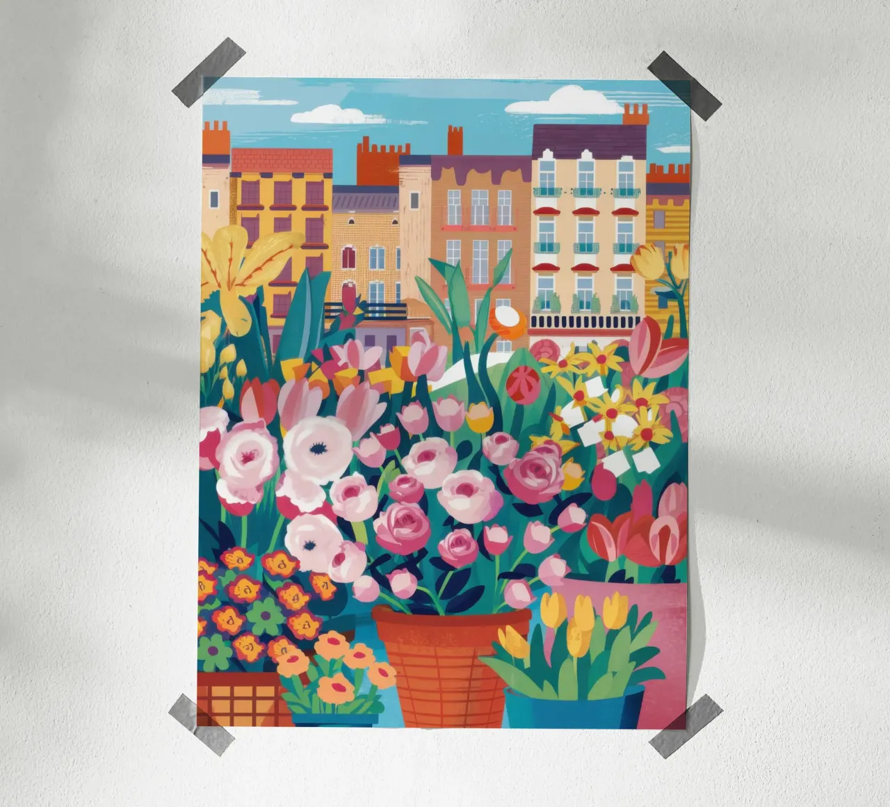 Mercato urbano dei fiori poster da Bara Suara
