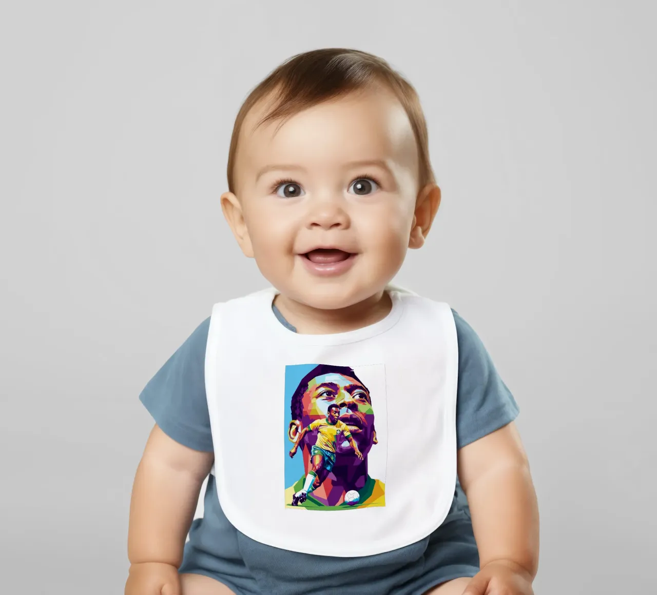 Ritratto pop art colorato di Pele bavaglino da Hantamrata